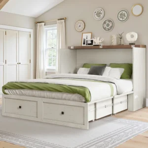 farmhouse+queen+murphy+bed+with+charging+station+&++fold+mattress+included,+white 1235392942 1235392929