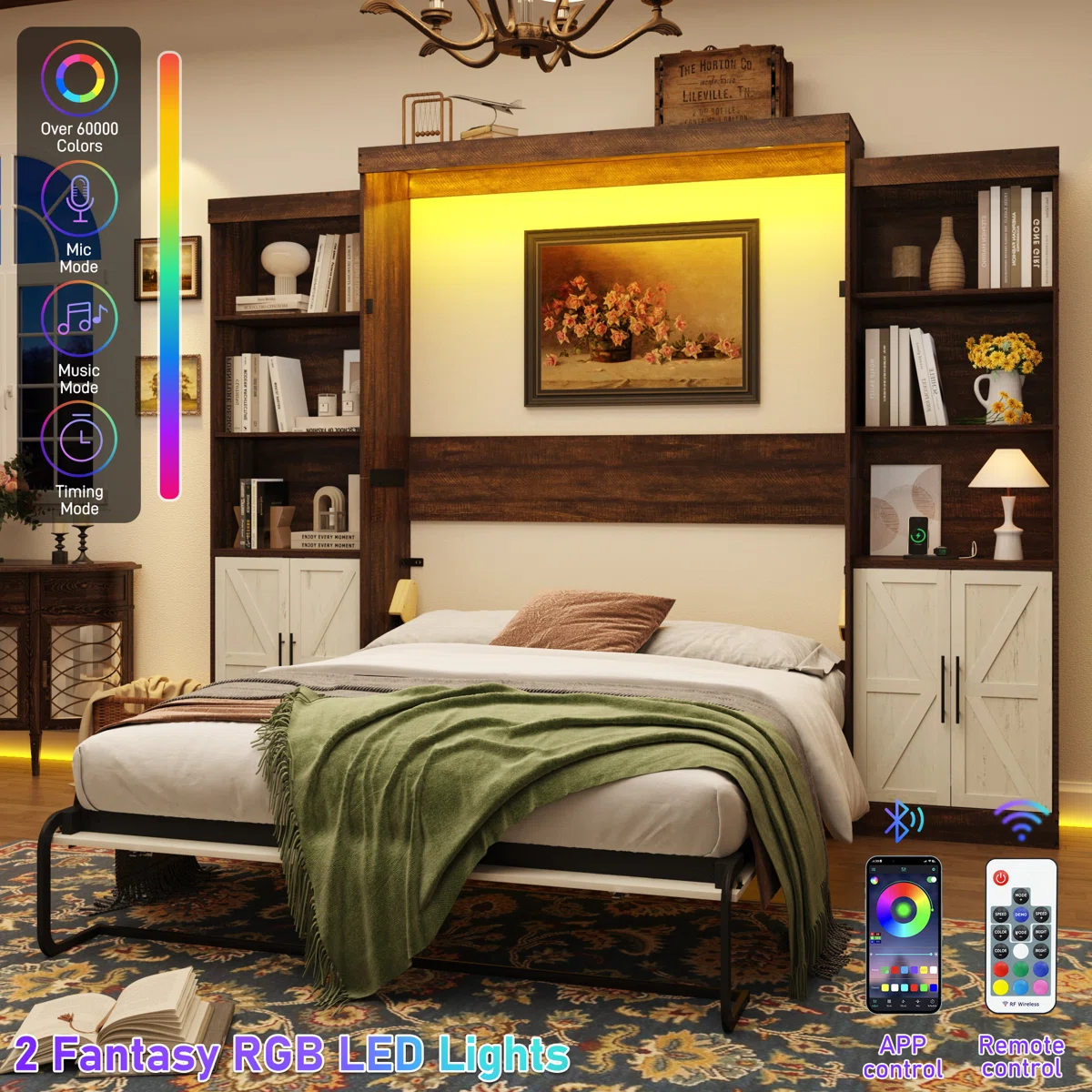 murphy+bed+with+2+side+storage+cabinets,+led+lights,+and+charging+station,++no+box+spring+needed,+for+home+office 1691712019 1691712030 (2)