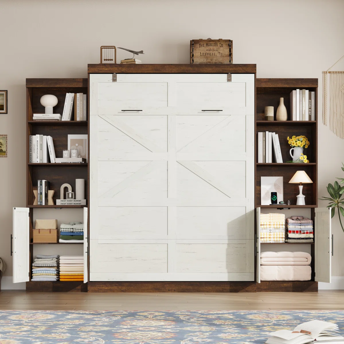 murphy+bed+with+2+side+storage+cabinets,+led+lights,+and+charging+station,++no+box+spring+needed,+for+home+office 1691712019 1691712030 (3)