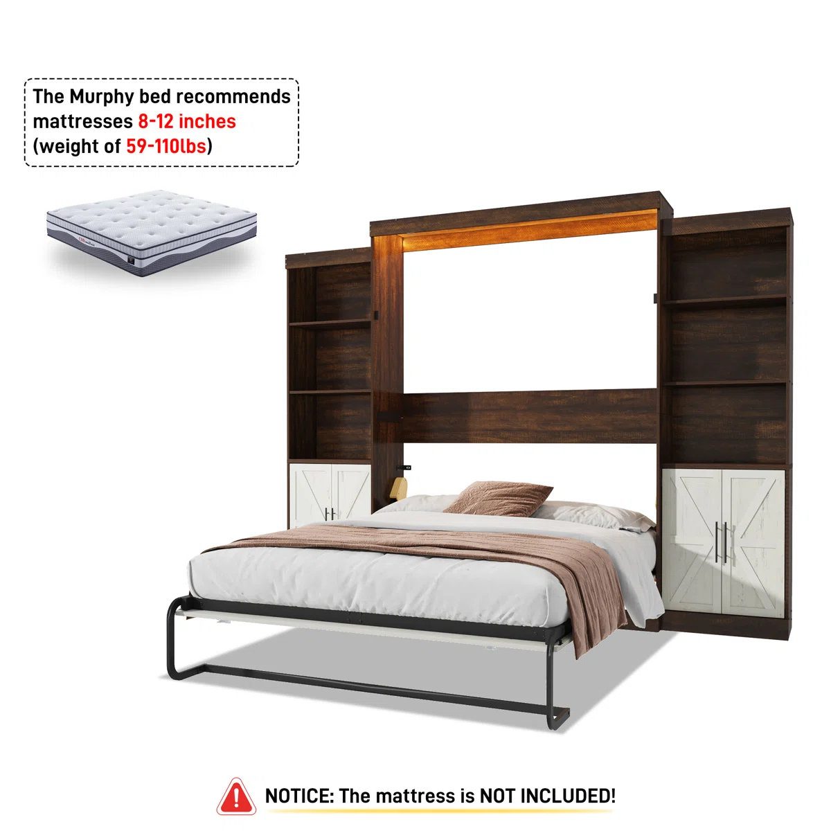 murphy+bed+with+2+side+storage+cabinets,+led+lights,+and+charging+station,++no+box+spring+needed,+for+home+office 1691712019 1691712030 (8)
