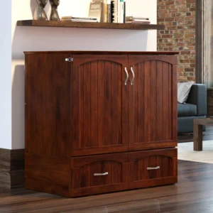 Fabiano Storage Murphy Bed, Murphy Nest, Murphy bed with mattress, chest bed with USB charger, space saving bed, fold out bed with storage