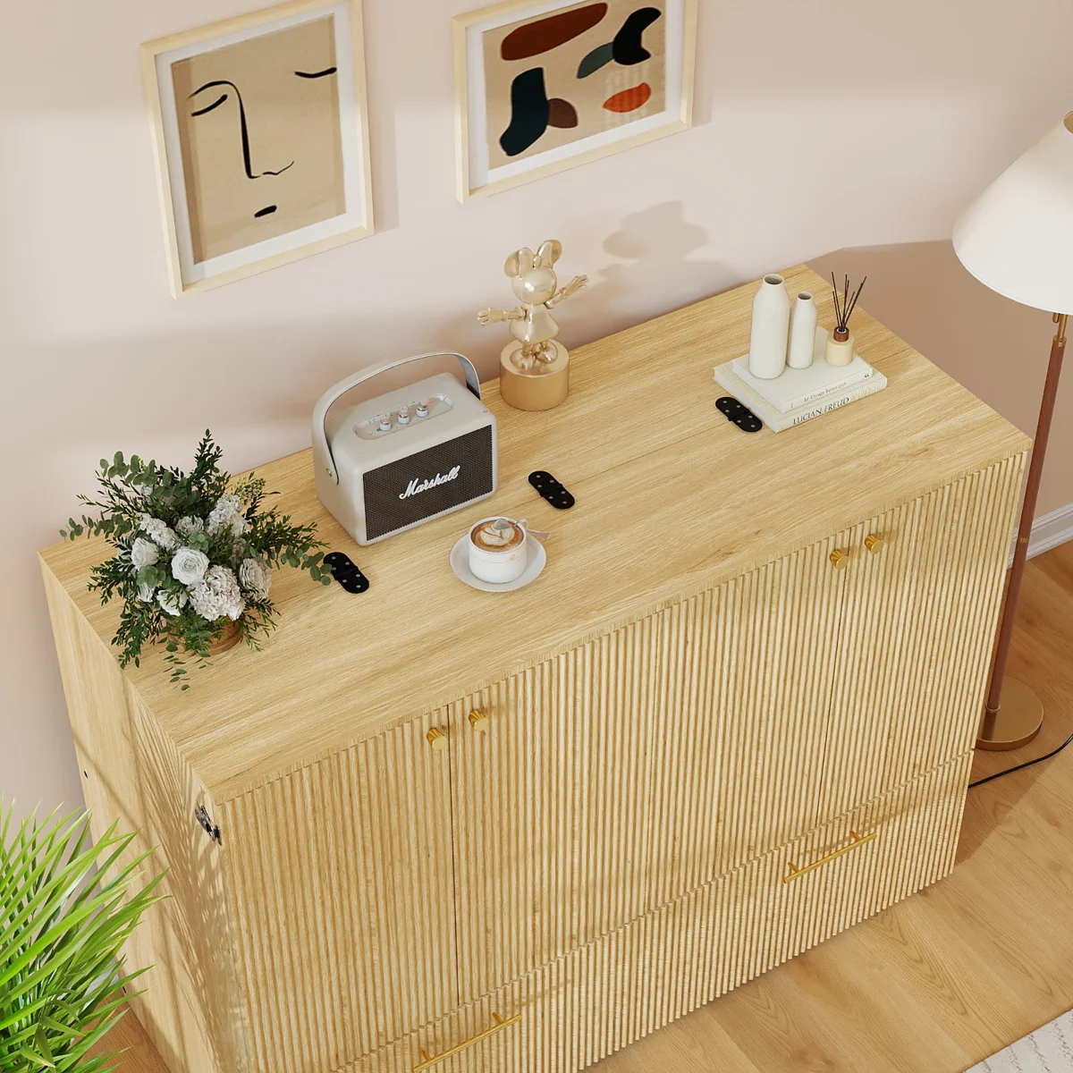 Full Size Murphy Bed with Drawer and Charging Station, Wood Space-Saving Hidden Folding Beds Chest - Image 5