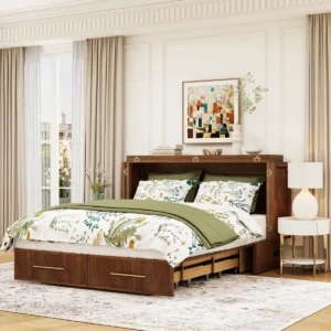 queen murphy bed with storage, modern murphy bed with charger, solid wood murphy cabinet bed, murphy nest cabinet bed, easy assembly queen murphy bed, space saving queen bed with drawers