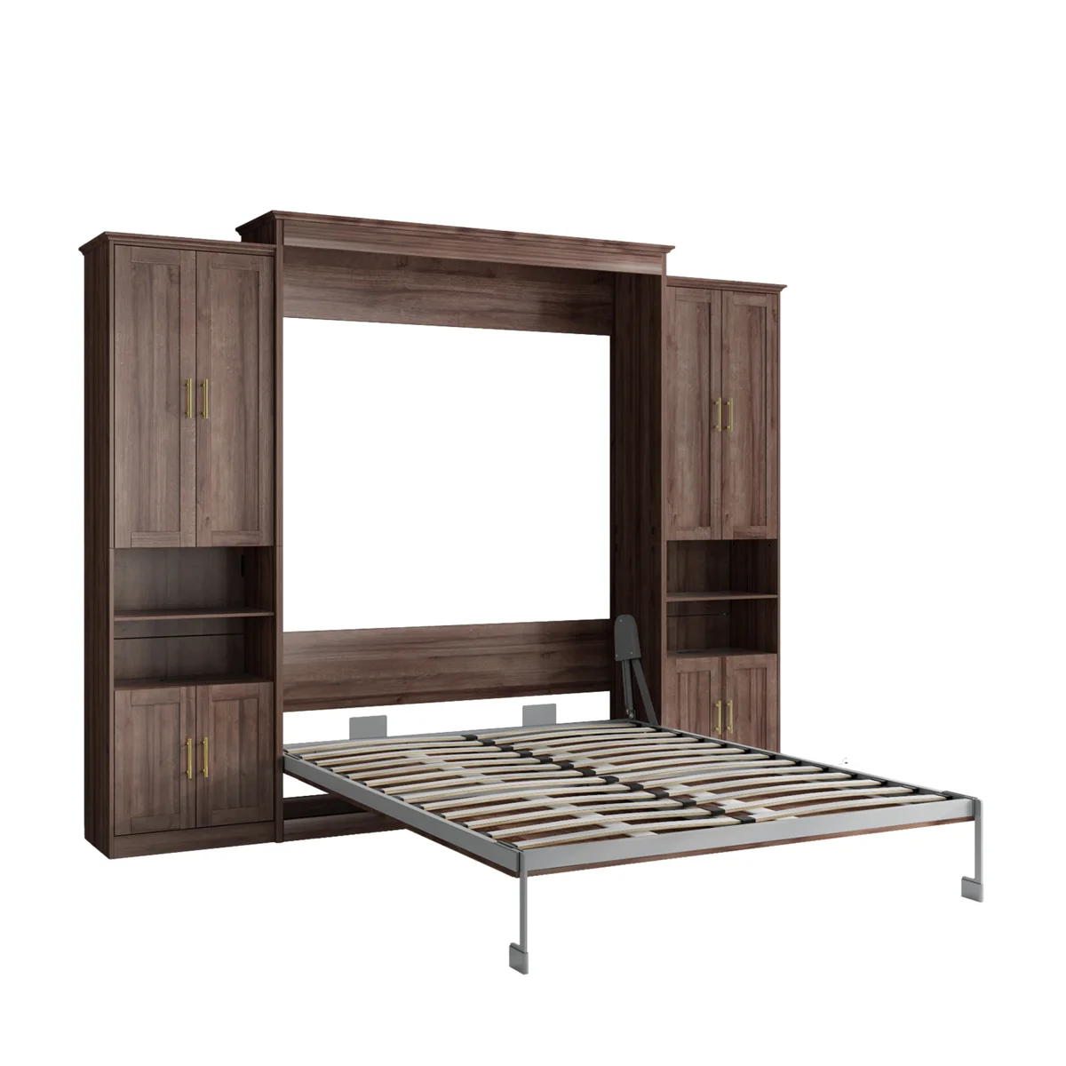 Murphy Bed With Storage Cabinet Shelves, Queen Wall Bed And USB Port - Image 6