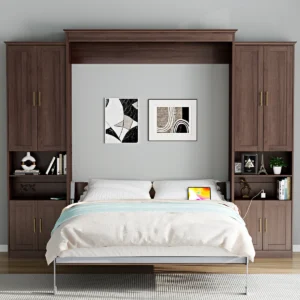 murphy bed with storage, queen wall bed with shelves, murphy bed with usb ports, modern wall bed with cabinets, space saving furniture, murphy nest beds