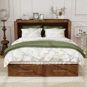 Queen Murphy Bed with Mattress, storage drawer Murphy bed, rustic walnut Murphy bed, built-in charging station Murphy bed, space saving chest bed, Murphy Nest, fold out cabinet bed