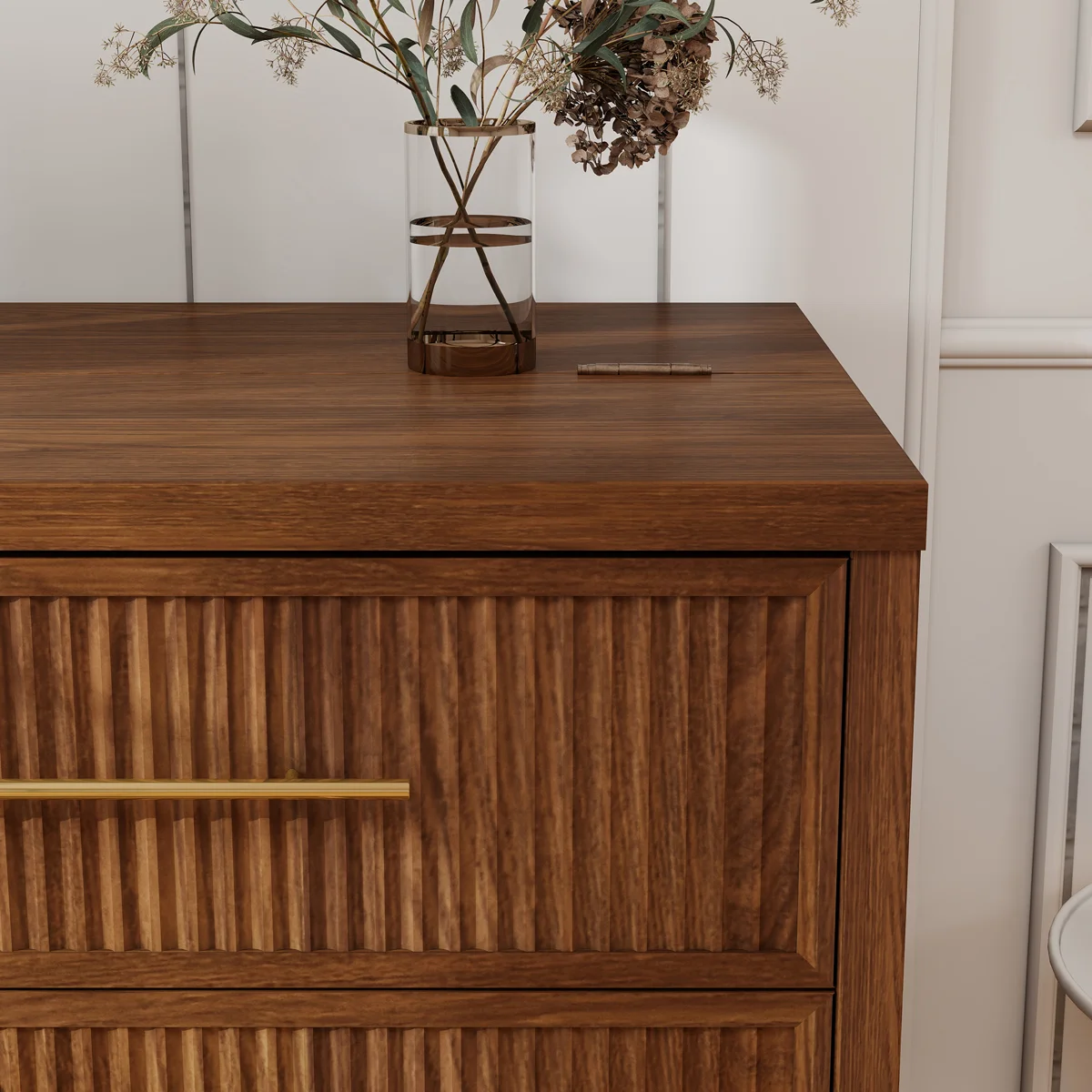 Queen Murphy Bed with Mattress & Storage Drawer, Built-in Charging Station, Space Saving, Rustic Walnut - Image 2