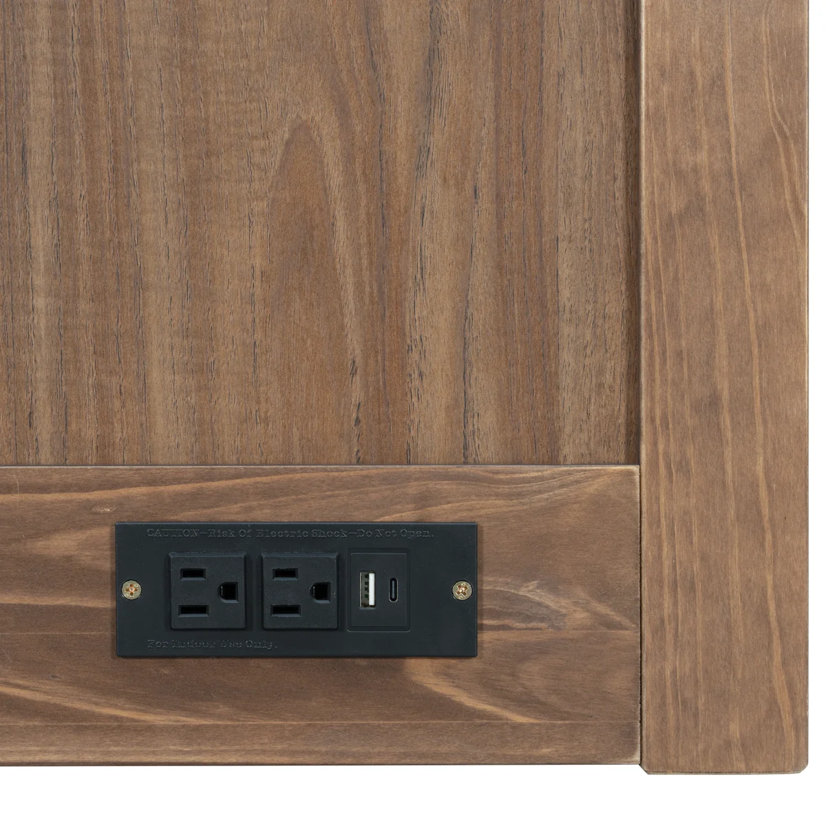 Queen Size Murphy Bed, Pine Wood Cabinet Bed with Built-in USB Charging Station and Geometrical Decoration Panel,Light Walnut - Image 5