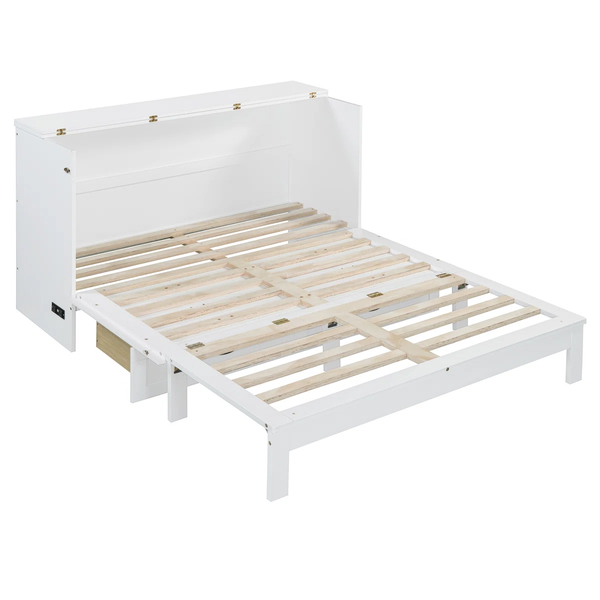 Queen Size Murphy Bed with Large Storage Drawers, Space-Saving Wall Bed for Home, Guest Room or Studio, White - Image 2
