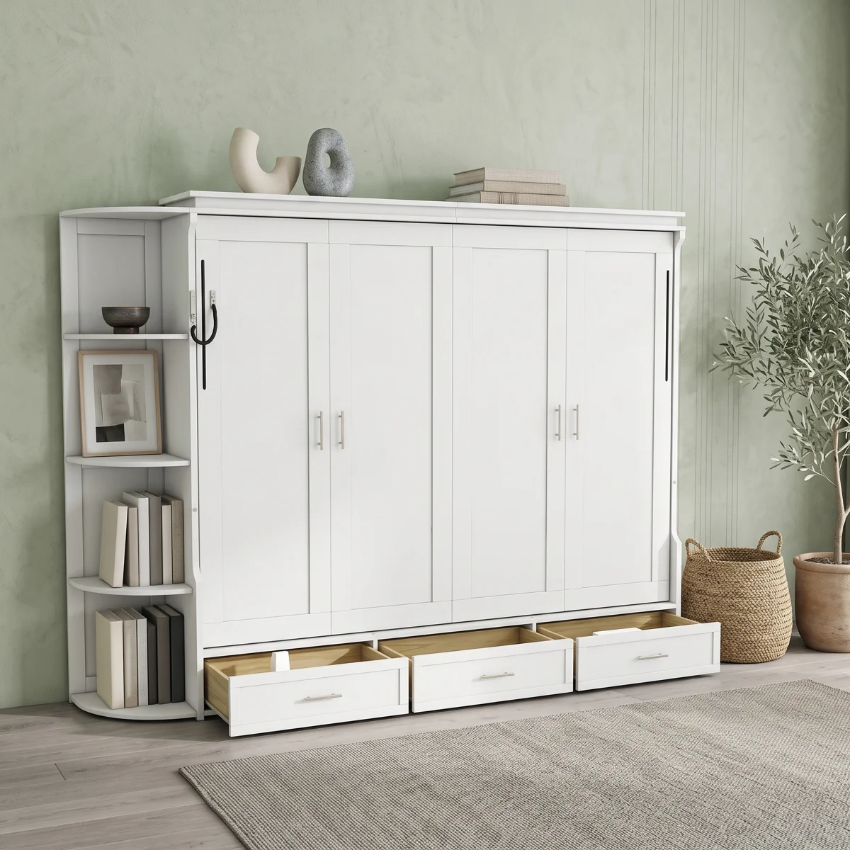 Space-Saving Murphy Bedwith Side Shelves and Drawers - Image 4
