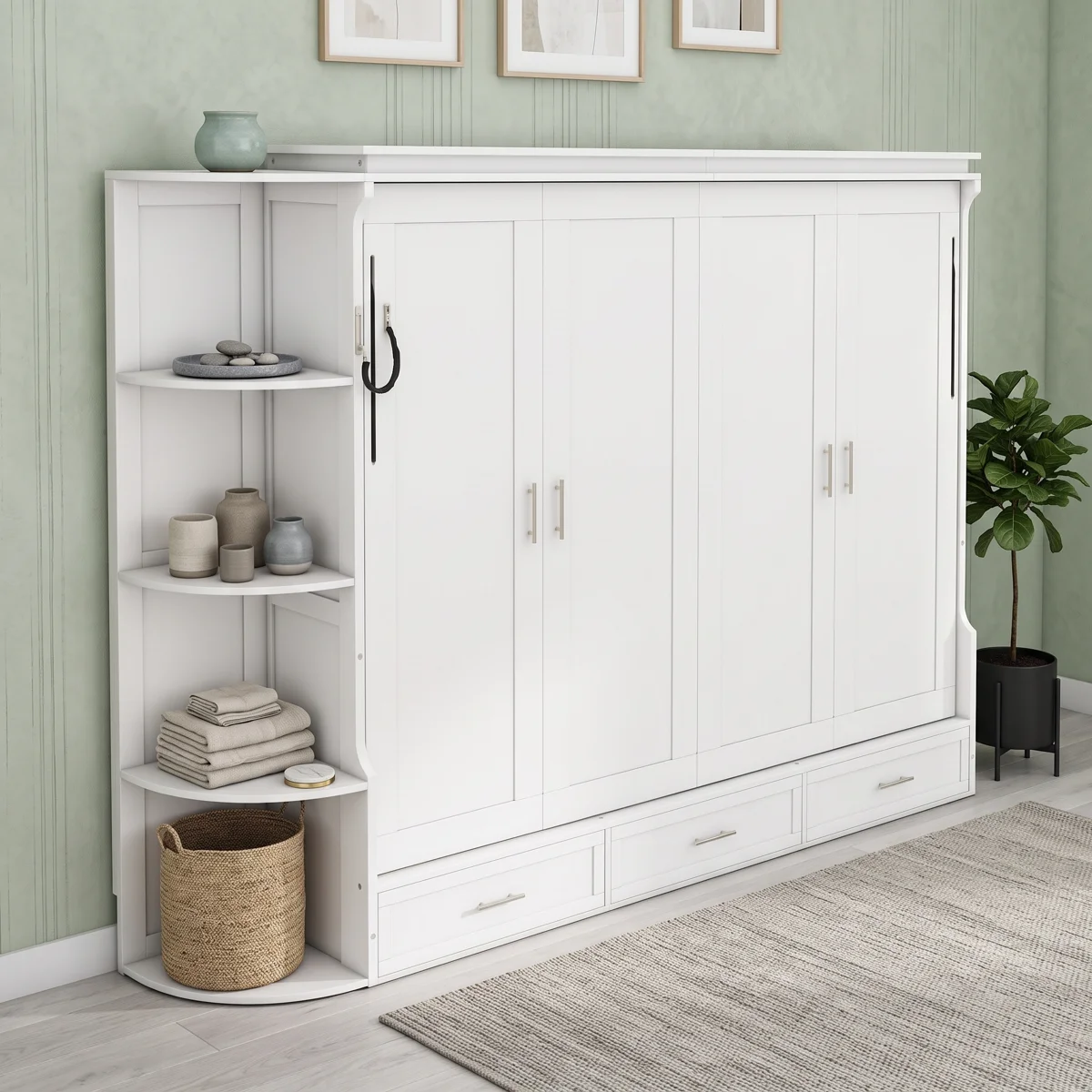 Space-Saving Murphy Bedwith Side Shelves and Drawers - Image 3